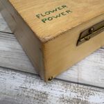 VTG Enid Collins of Texas Wooden Box Purse Bejeweled Flower Power Orange Artsy Brown Photo 4