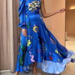 Alemais 100% silk Soleil One Shoulder Midi Dress In Cobalt NWT Blue Size 0 Photo 1