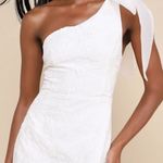 Lulus  Unique Perfection White Floral Jacquard One-Shoulder Mini Dress Size S Photo 0