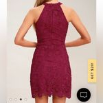 Lulus NWT Love Poem Magenta Lace Halter Mini Dress size Large Photo 4