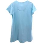 Eileen West Short Knit Robe S M‎ Aqua Zip Front 100% Cotton Pockets Pintucks Blue Photo 3