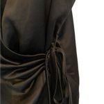 Topshop  black satin wrap front tie  mini slip dress Photo 7