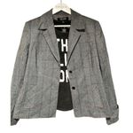 Vintage Kasper Pinstriped Blazer Light Shoulder Pads Gray Blue Green Size 12 Photo 1