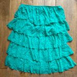 Victoria's Secret y2k victoria’s secret Teal Leopard Print Ruffled midi Skirt medium Photo 1