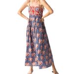 Natural Life  NEW Bailey Maxi Dress Red Navy Boho Floral Smocked Bodice Size L Photo 1