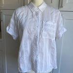 Tommy Hilfiger Tribal Women's M White Striped Button-Up Shirt Short Sleeve Photo 0