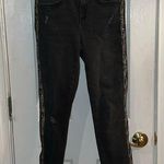 ZARA  faded black distressed jeans with snakeskin print stripe waist 27 length 36 Photo 0