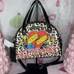 Ed Hardy  Cheetah Satchel with Vibrant Rhinestone Heart Photo 0
