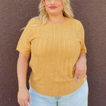 Alfred Dunner Petite Retro Textured Mustard Top Photo 0