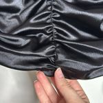 H&M  Satin Black Puff Long Sleeve Ruched Gathered Boatneck Party top Size S Photo 4