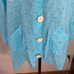 Ethyl Clothing Turquoise blue lagenlook linen blend chunky button shirt size M Size M Photo 10
