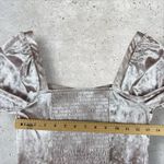 Anthropologie  Jessima‎ Crushed Velvet Blush Pink Top Sz S Smocked Puff Sleeve Photo 6