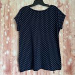 Relativity  Navy Blue V Neck Silver Polka Dot Sweatshirt T Shirt Photo 5