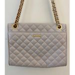 Rebecca Minkoff  Crossbody Purse Bag Gray Beige Velvet Chain Quilted Affair Work Photo 10