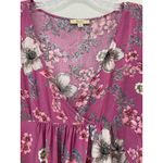 Boho Floral Fringe Tassel Hem Flowy Rayon Top Sz L Purple Floral V Neck Peasant Size L Photo 6