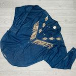 Iif vintage 80s tassel western blue jean button up long sleeve shirt petit Size L Photo 0