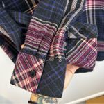 Cloth & Stone  Jewel Tone Long Sleeve Plaid Shift Shirt Dress Size Medium Photo 7