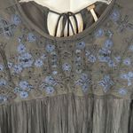 Free People NWT  FP Retro Femme Black Semi-Sheer Blouse Beaded Tassel Ties S Photo 9