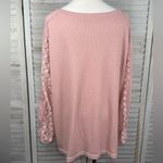 SheIn  (Curve) Long Sleeve Thermal Tee with Crochet Arms Pink-2XL Photo 2