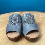 Spring Step NWT  Blue Leather Sunburst Wedge Bohemian Sandal Size 38/Women’s 7.5 Photo 4