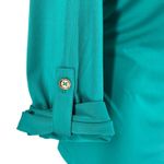 Guess Womens Long Sleeve V Neck Button Up Shirt Top Teal Green Size L Photo 2