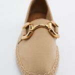 ZARA Gold Buckle Canvas Espadrilles Photo 4