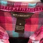 Bit & Bridle Womens Flannel Shirt 100% Cotton Cinch Waist Plaid Purple Pink M Photo 2