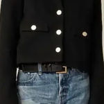 J.Crew Cropped Lady Jacket Buttons Black Size Large Photo 0