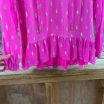 Lilly Pulitzer  Tensley Silk Top Raz Berry Diamond Metallic Size S Photo 5
