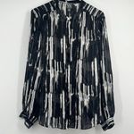 Worthington Womens Semi Sheer 2X Black White Blouse LS Classic Business Casual Career Work Photo 0