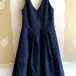 Anthropologie Anthro Eva Franco Deep V A Line Mini Dress All Over Print Lined Cocktail Blue 6 Photo 4