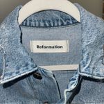Reformation Denim Jacket 100% Cotton Distressed Size XSmall Photo 2