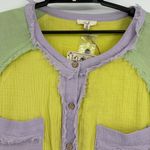 easel  Oversize Button Front Womens Top Sz S Lagenlook Colorblock Pastel Boho New Photo 1