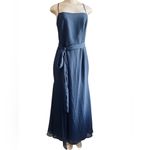 Vera Wang  WHITE label midnight blue maxi gown formal bridesmaid dress size 12 Photo 7