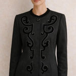 Liz Claiborne Vintage 90s  Black Wool Long Blazer Small Photo 0