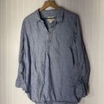 Cynthia Rowley  1X 100% Linen Chambray Blue Tunic Shirt Top Boho Beachy Preppy Photo 0