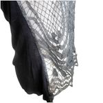 Daytrip  Whimsygoth Top Y2K Open Knit Metallic Size Medium Black Silver Photo 3