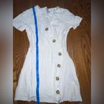 Chic White Asymmetrical Button Dress Size 0 Photo 3