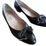 Vintage Paogoni Florence Leather Bow Pumps Pointed Kitten Heels Classic 8 Narrow Black Photo 0