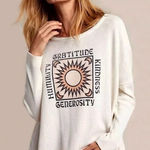 Anthropologie gratitude graphic thermal long sleeve oversized tee size small Photo 0