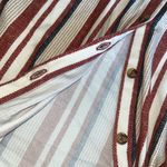 No Boundaries  Juniors Striped Button Down Waste Tie Mini Dress Cream Rust Large Photo 10