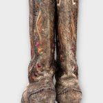 Corral  Vintage Western Boots Brown Snip Toe with Red and Orange Embroidery Photo 6