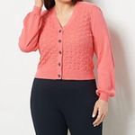 Jason Wu  Coral Pointelle Sweater Cardigan Photo 0