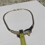 Swavorski Beautiful Signed Swarovski Costume Necklace Gold Tone Black Enamel Bow / Crystal Photo 9