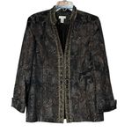 Chico's Womens Size Medium Dressy Brown Black Shimmer Sequin Bead Blazer Jacket Photo 0