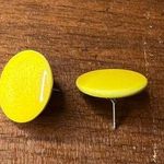 Vintage Womens Circle Stud Fashion Earrings 70s 80s Metal Yellow Photo 0