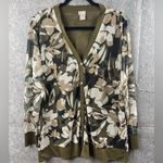 Chico's Chico’s Women’s Size Large Camo-Floral Print Mesh Cardigan business casual green Photo 0