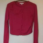 CAbi NWT Pink Swanky Sweater Ruched Bow Cardigan Cotton Cashmere Blend Sz Medium Photo 0