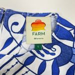 Farm Rio NWOT  Linen Lace Nature Short-Sleeve Crop Wavy Blouse Size L Blue Photo 10