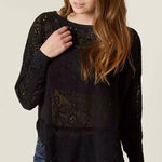 Free People Black Peplum Lace Sweater - Size - Small Photo 0